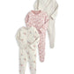 Long Sleeve Sleepsuits (Pack of 3) - Peony & Berry Prints | Sleepsuit | Mamas & Papas for Mamas & Papas LB - 6hr