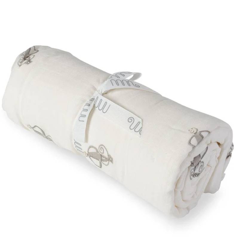 Luxury 100% Organic Bamboo Blanket - Monkey Design | Blanket | Matchstick Monkey for Mamas & Papas LB - Baby Quilts & Blankets