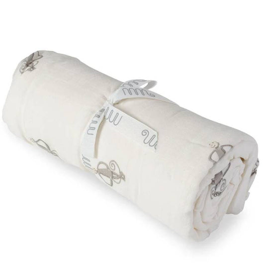 Luxury 100% Organic Bamboo Blanket - Monkey Design | Blanket | Matchstick Monkey for Mamas & Papas LB - Baby Quilts & Blankets