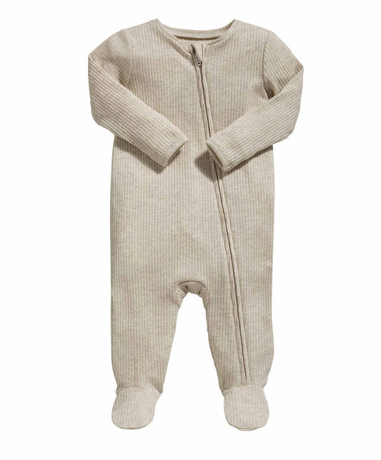 Mamas & Papas Organic Cotton Ribbed Sleepsuit - Oatmeal | Mamas & Papas, Babies, Nursing, Sleepsuit