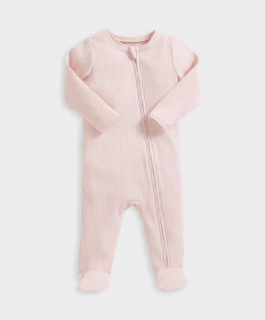 Mamas & Papas Pink Ribbed Zip Sleepsuit | Mamas & Papas, Babies, Nursing, Sleepsuit