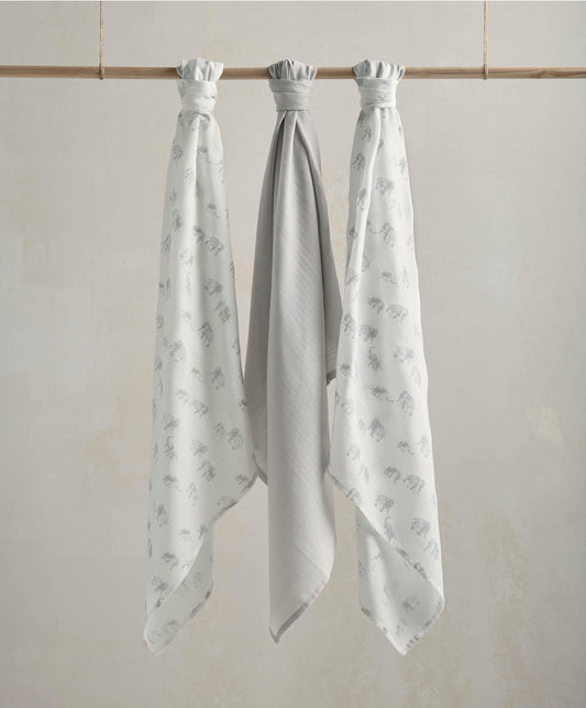 Mamas & Papas Large Muslin Cloths (3 Pack) - Welcome To The World Elephant | Mamas & Papas, Babies, Nursing, Muslin