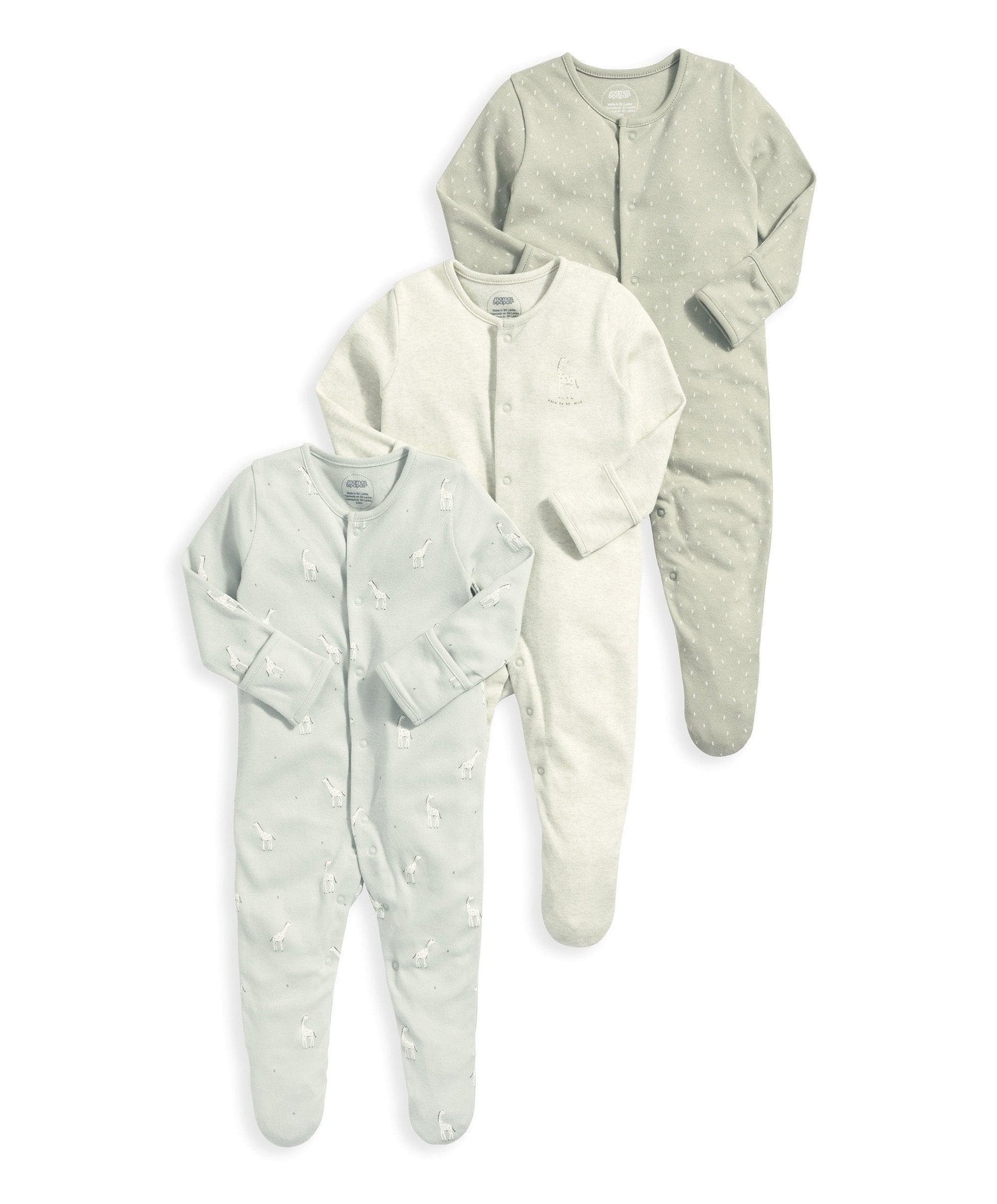 Mamas & Papas Giraffe Sleepsuits (Set of 3) - Spotty | Mamas & Papas, Babies, Nursing, Sleepsuit