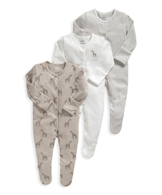 Mamas & Papas Giraffe Sleepsuits - 3 Pack | Mamas & Papas, Babies, Nursing, Sleepsuit