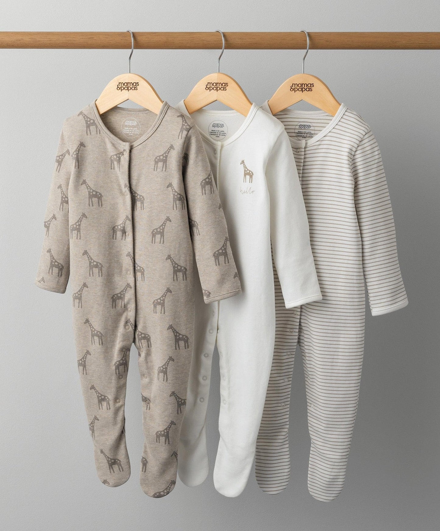 Mamas & Papas Giraffe Sleepsuits - 3 Pack | Mamas & Papas, Babies, Nursing, Sleepsuit