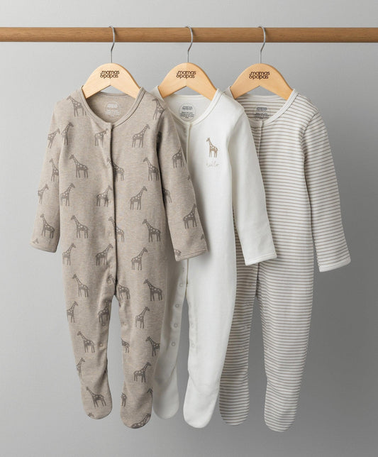 Mamas & Papas Giraffe Sleepsuits - 3 Pack | Mamas & Papas, Babies, Nursing, Sleepsuit
