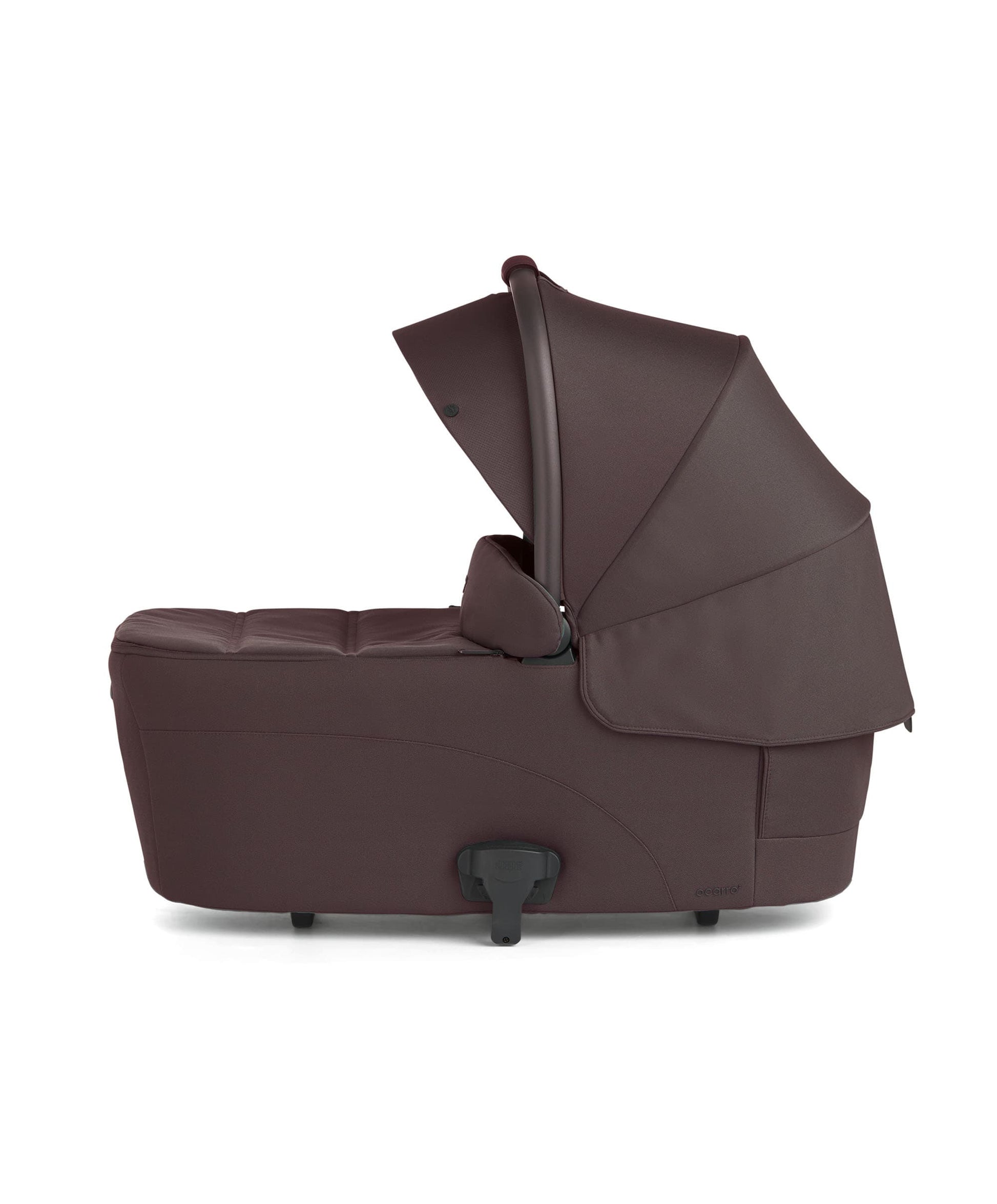 Ocarro 2 carrycot in dark brown with padded hood and raised handle
