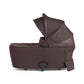 Ocarro 2 carrycot in dark brown with open hood and side fabric pocket