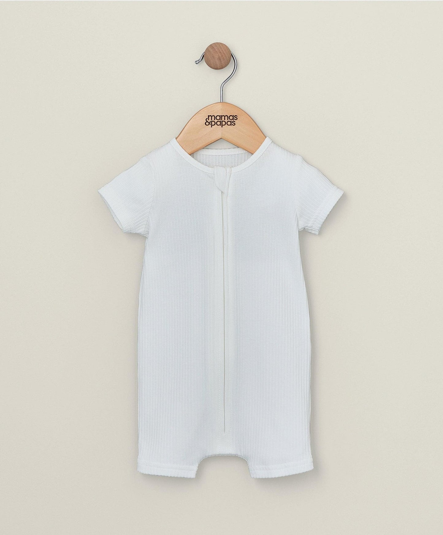 Mamas & Papas Organic Ribbed Zip Romper - White | Mamas & Papas, Babies, Nursing, Romper