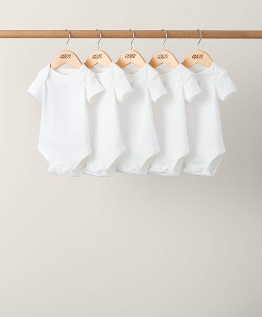 Mamas & Papas Organic Shortsleeved Bodysuits (Set of 5) - White | Mamas & Papas, Babies, Nursing, Bodysuit