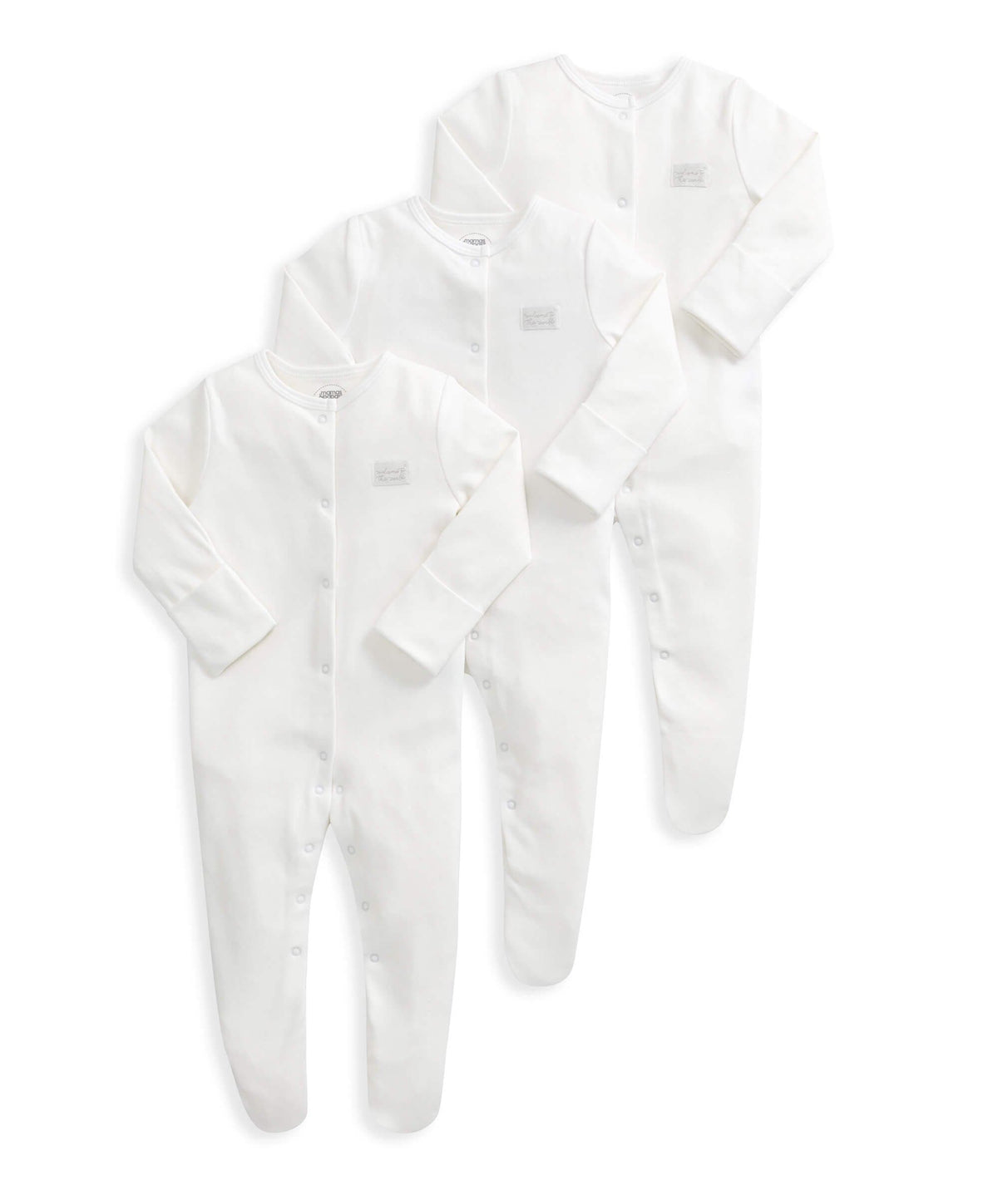Mamas & Papas Organic Sleepsuits (3 Pack) - White | Mamas & Papas, Babies, Nursing, Sleepsuit