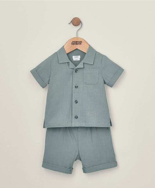 Mamas & Papas Shirt & Short Outfit Set - Green | Mamas & Papas, Babies, Nursing, Set