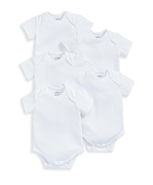Mamas & Papas Ribbed Shortsleeved Bodysuits (Set of 5) - White | Mamas & Papas, Babies, Nursing, Bodysuit