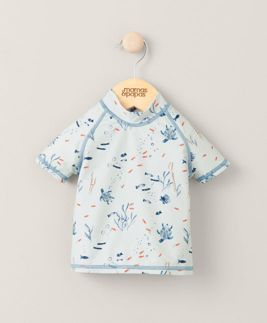 Mamas & Papas Short Sleeve Rash Top Swimwear - Blue | Mamas & Papas, Babies, Nursing, Swimsuit