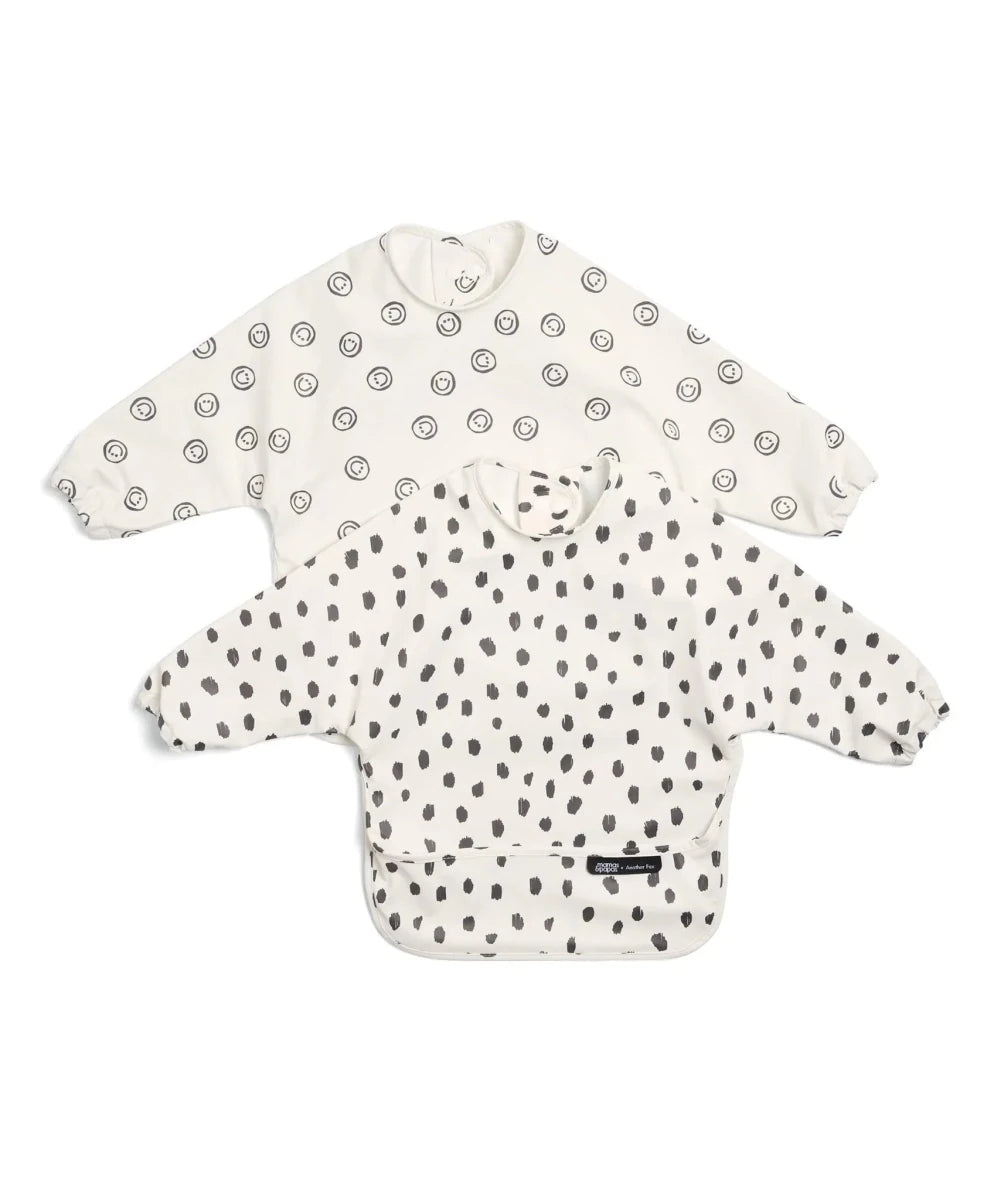 Mamas & Papas x Another Fox Long Sleeved Bibs (Pack of 3) - Faces/Cheetah Spot | Bib | Mamas & Papas for Mamas & Papas LB - Bibs & Muslins