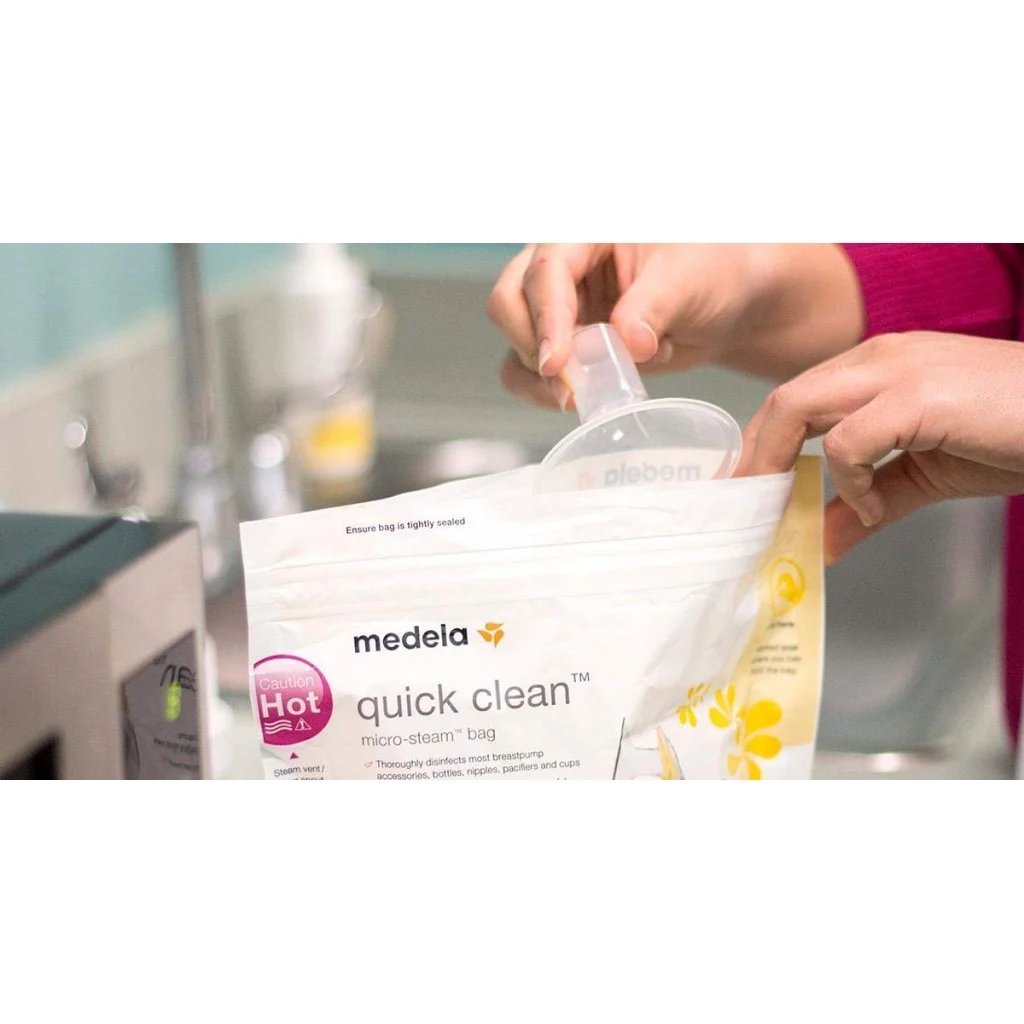Medela Quick Clean Pack of 5 Microwave Bags | Bottle Feeding | Medela for Mamas & Papas LB - 6hr