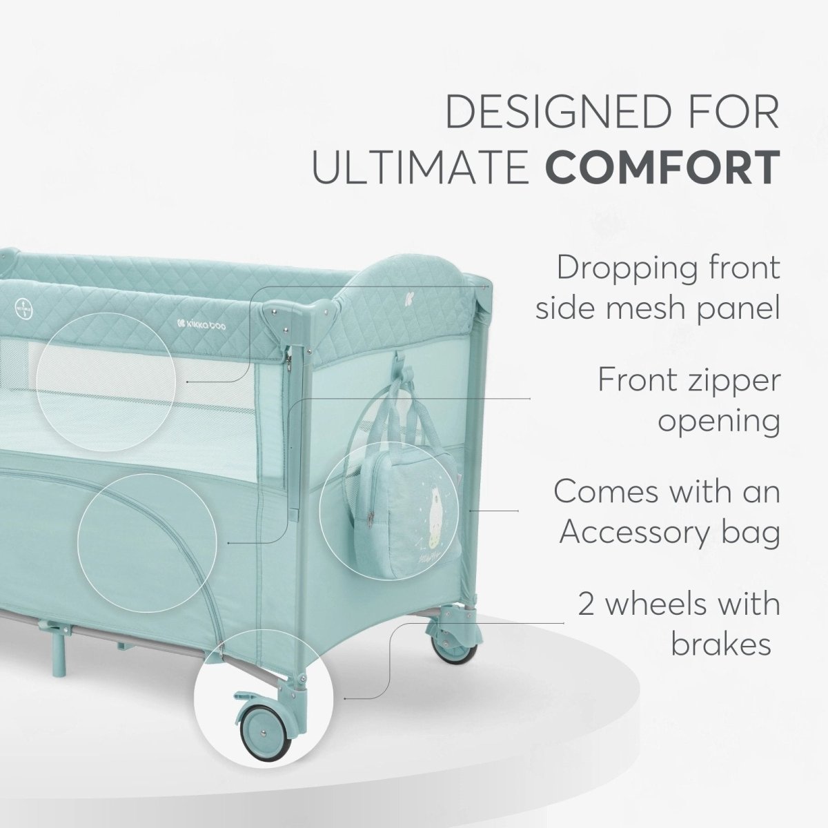 Milky Way Baby Cot 2 Levels | Travel Cot | KikkaBoo for Mamas & Papas LB - Bassinets & travel Cots