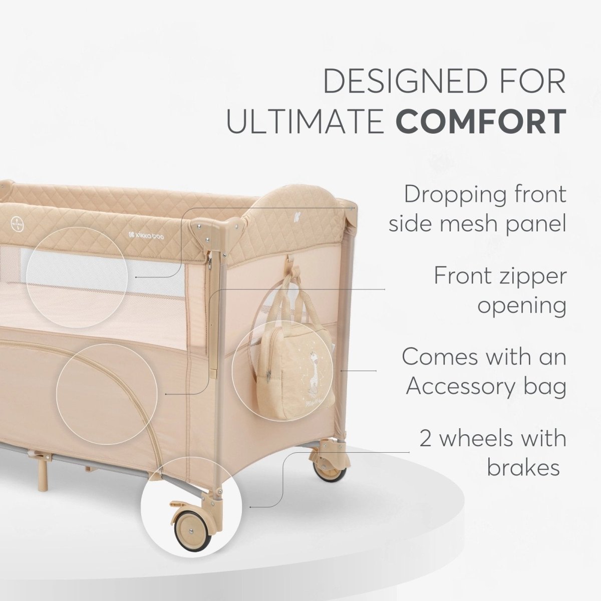 Milky Way Baby Cot 2 Levels | Travel Cot | KikkaBoo for Mamas & Papas LB - Bassinets & travel Cots