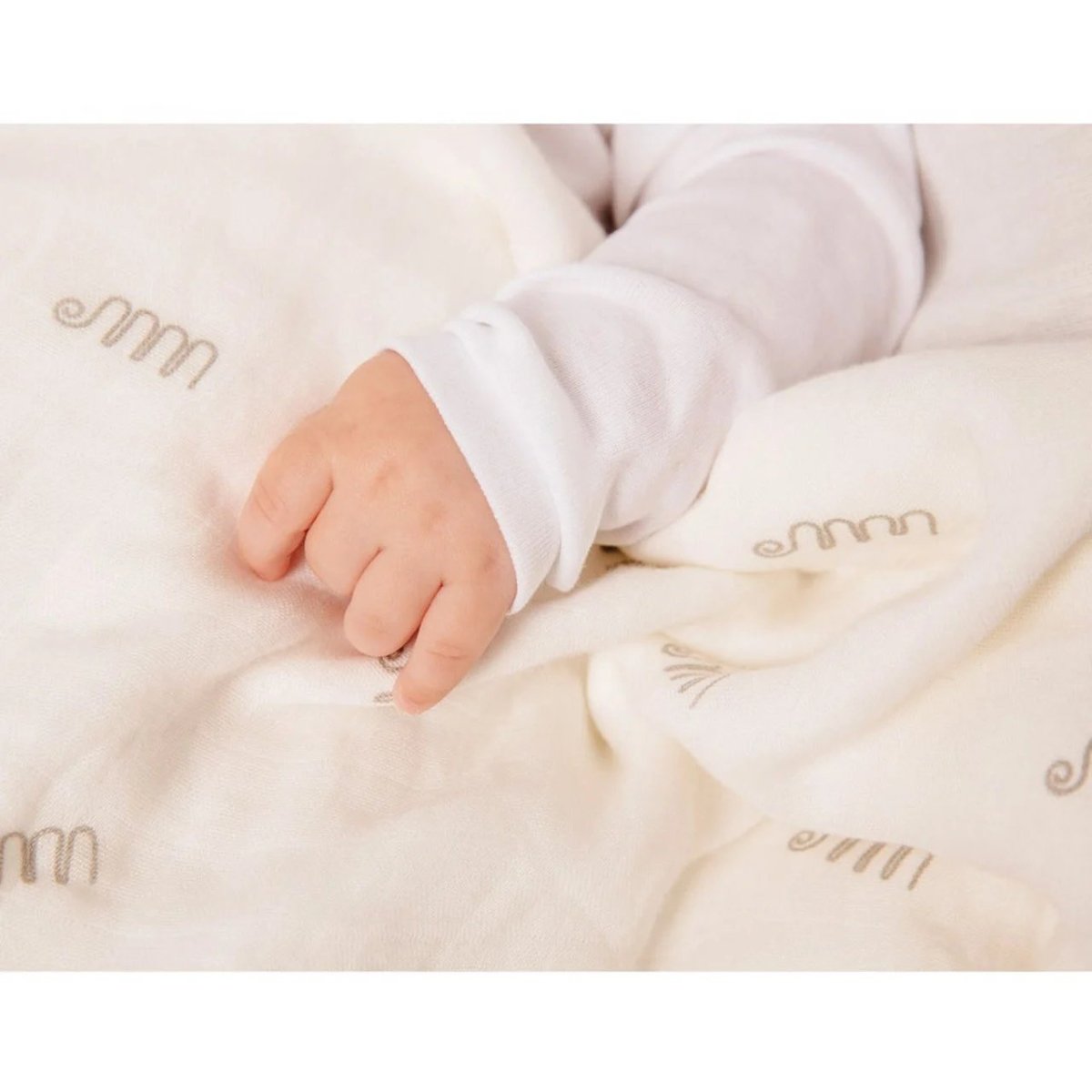 Monkey 100% Bamboo Blanket - White mm Design | Blanket | Matchstick Monkey for Mamas & Papas LB - Baby Quilts & Blankets