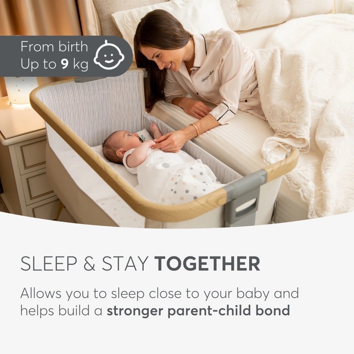 Nanna Bedside Crib - Dark Grey | Bedside Crib | KikkaBoo for Mamas & Papas LB - Cribs & Bassinets