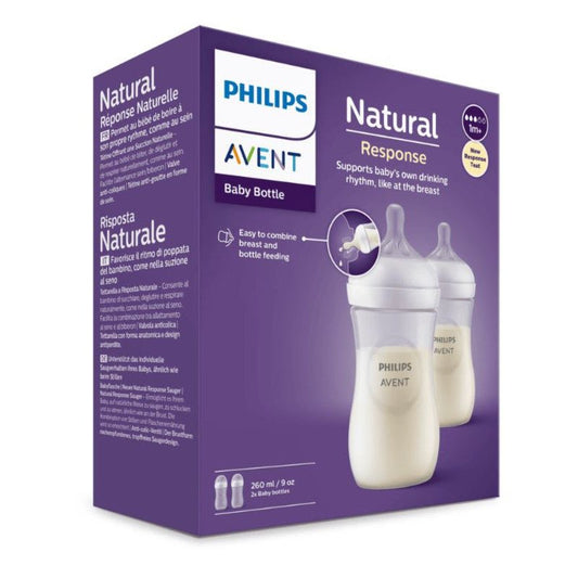 Natural Response Feeding Bottle 125ml Pack of 2 | Bottle Feeding | Avent for Mamas & Papas LB - 6hr