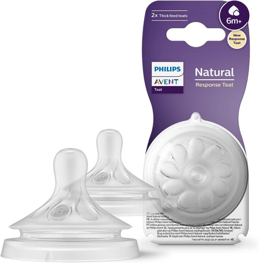 Natural Thick Feed Nipple 6M+ - Pack of 2 | Bottle Set | Avent for Mamas & Papas LB - 6hr
