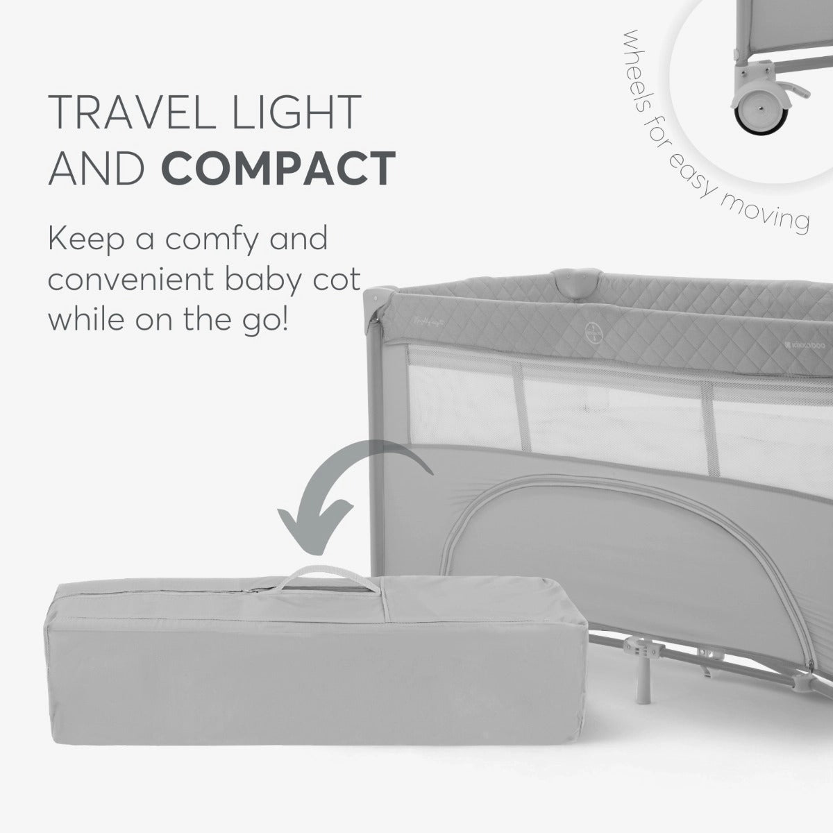 Nighty Night Grey Baby Cot Two Levels | Cot | KikkaBoo for Mamas & Papas LB - Bassinets & Travel Cots