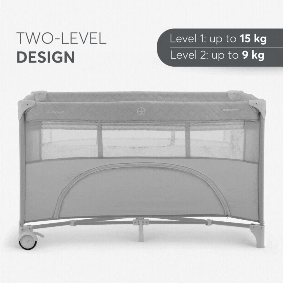 Nighty Night Grey Baby Cot Two Levels | Cot | KikkaBoo for Mamas & Papas LB - Bassinets & Travel Cots