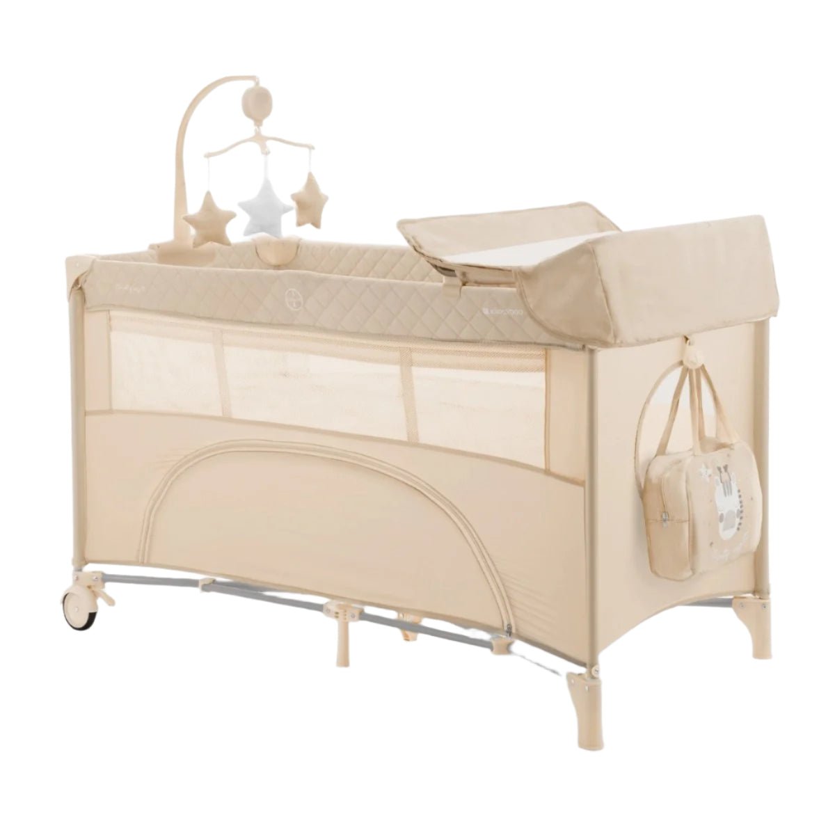 Nighty Night Grey Baby Cot Two Levels | Cot | KikkaBoo for Mamas & Papas LB - Bassinets & Travel Cots