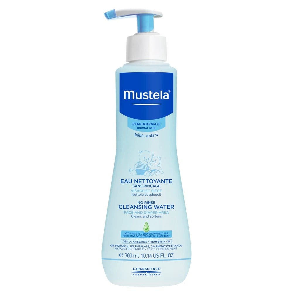 No Rinse Cleansing Water (Face & Diaper Area) - For Normal Skin 300ml | Cleanser | Mustela for Mamas & Papas LB - 6hr