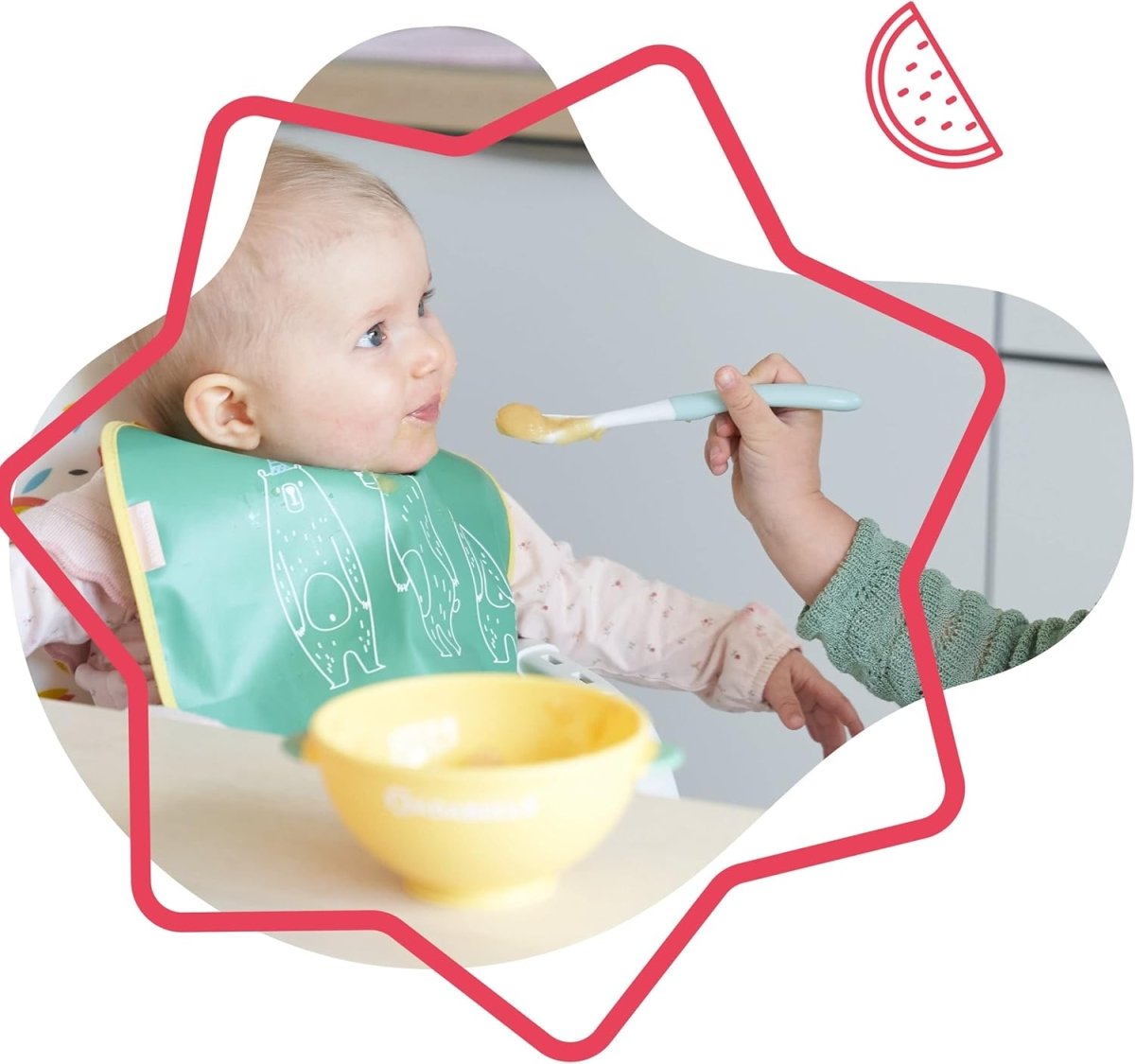 Non - Slip Bowls & 3 Flexible Spoons Pack of 5 | Feeding Set | Badabulle for Mamas & Papas LB - 6hr