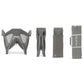 Grey bassinet set with canopy and storage bag, shown with folded components