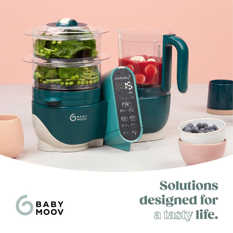 Nutribaby+ 6 - in - 1 Food Prep Maker - Opal Green | Food Maker | Babymoov for Mamas & Papas LB - Feeding & Weaning