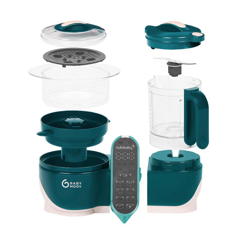 Nutribaby+ 6 - in - 1 Food Prep Maker - Opal Green | Food Maker | Babymoov for Mamas & Papas LB - Feeding & Weaning