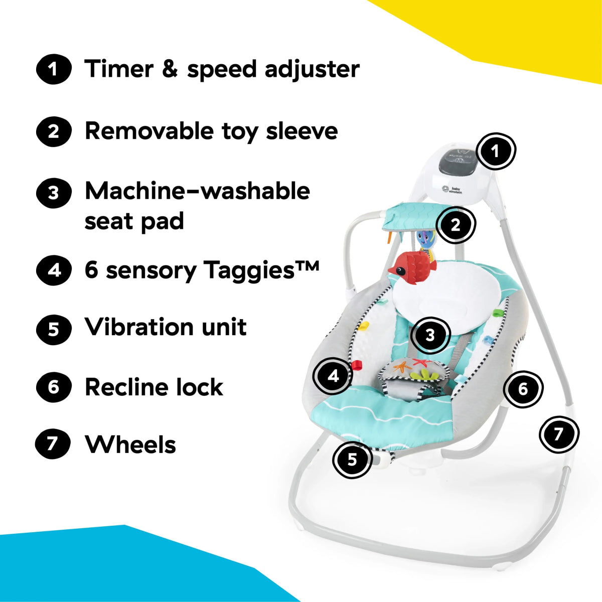 Ocean Explorers Compact Vibrating Baby Swing, Grey | Swing | Baby Einstein for Mamas & Papas LB - Christmas