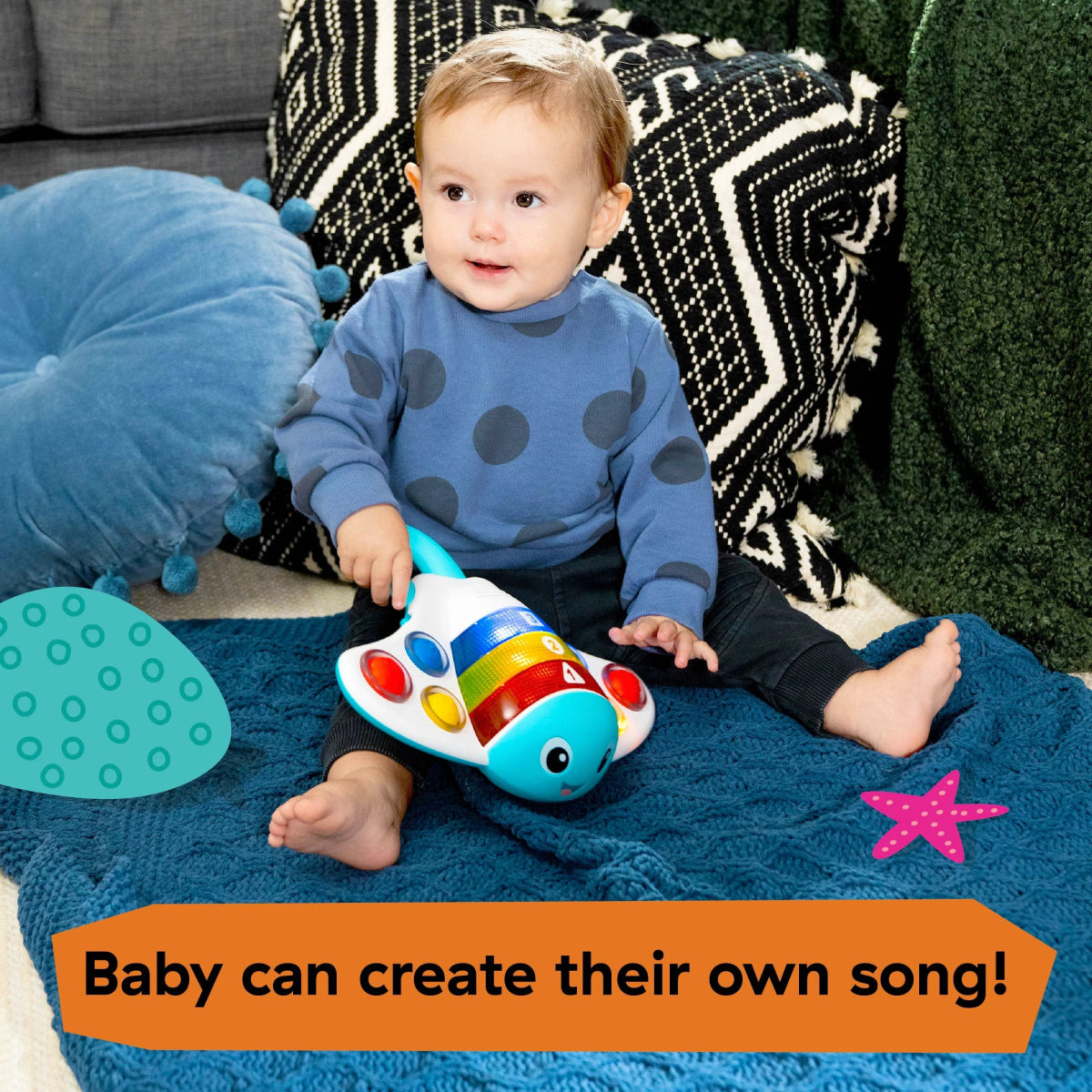 Ocean Explorers Pop & Explore Stingray Popper Toy | Musical Toy | Baby Einstein for Mamas & Papas LB - 6hr