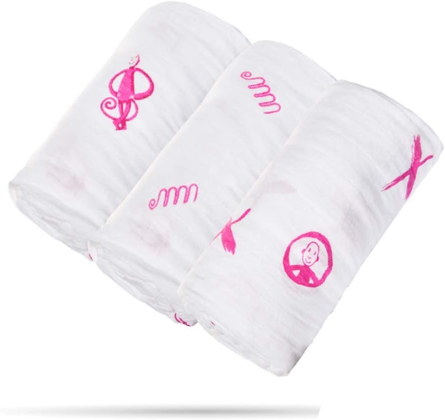 Organic Cotton Muslin - Pack of 3 - 70x70cm | Muslin Blanket | Matchstick Monkey for Mamas & Papas LB - Bibs & Muslins