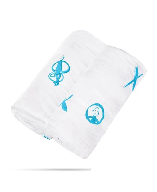 Organic Cotton Muslin Swaddles 120x120cm Pack of 2 | Muslin Blanket | Matchstick Monkey for Mamas & Papas LB - Bibs & Muslins