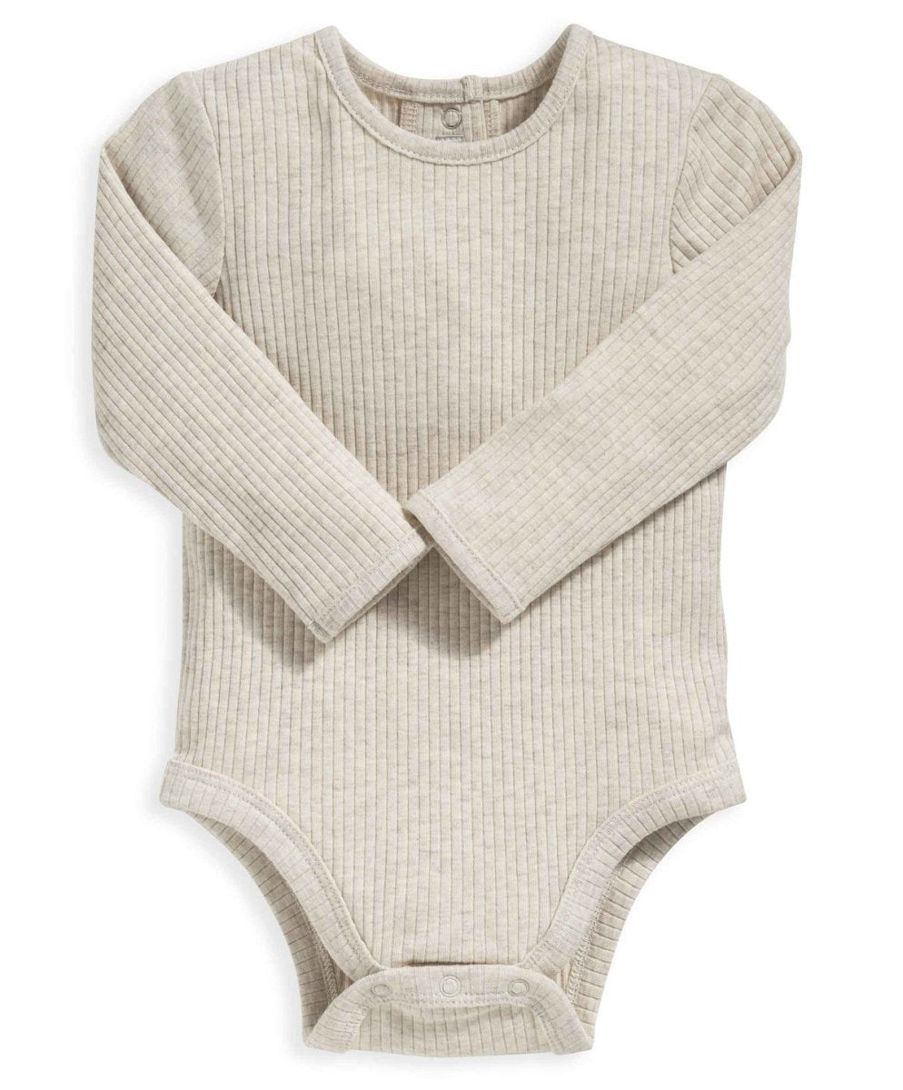 Organic Cotton Ribbed Bodysuit - Oatmeal | Bodysuit | Mamas & Papas for Mamas & Papas LB - 6hr