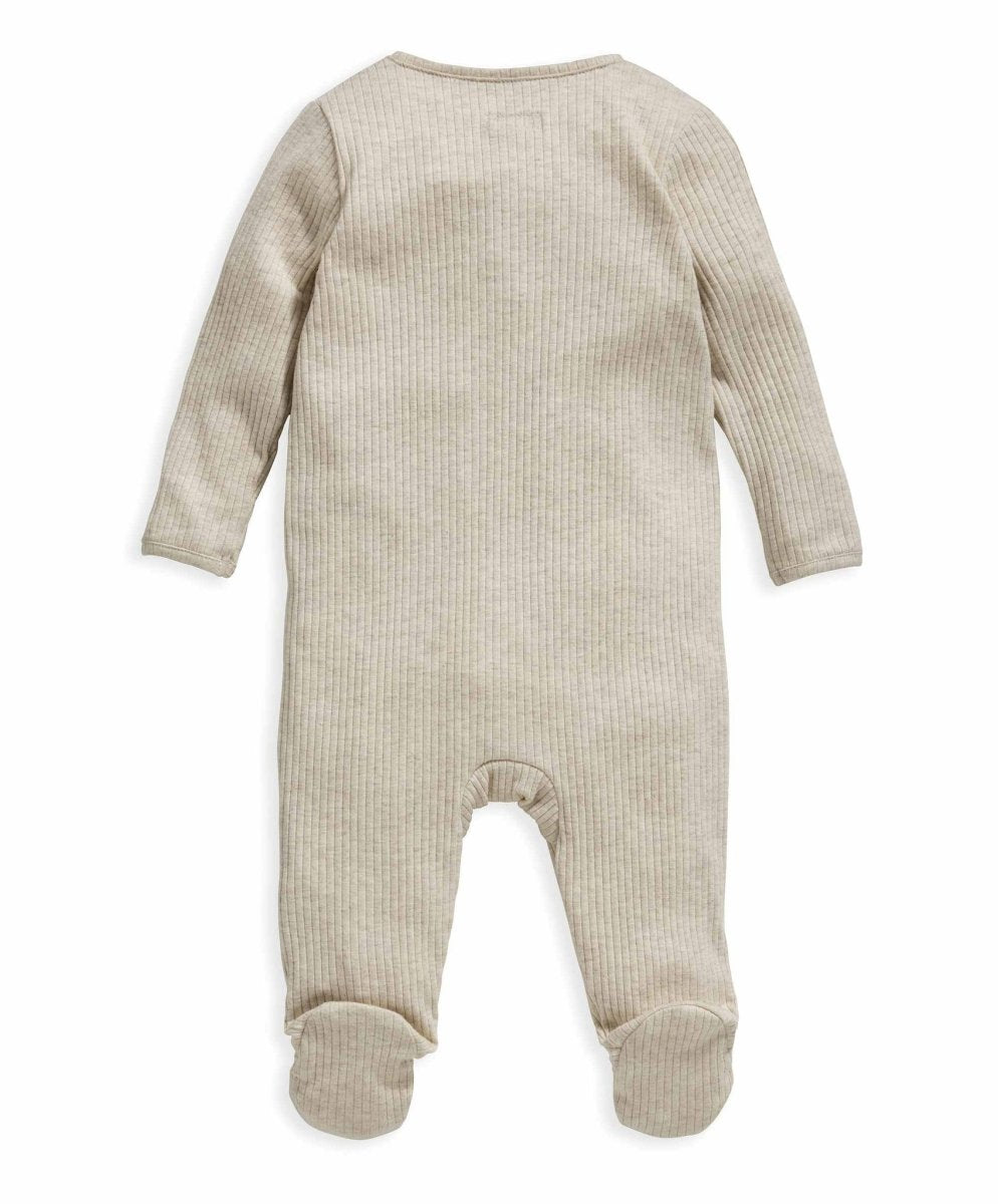 Organic Cotton Ribbed Sleepsuit - Oatmeal | Bodysuit | Mamas & Papas for Mamas & Papas LB - 6hr