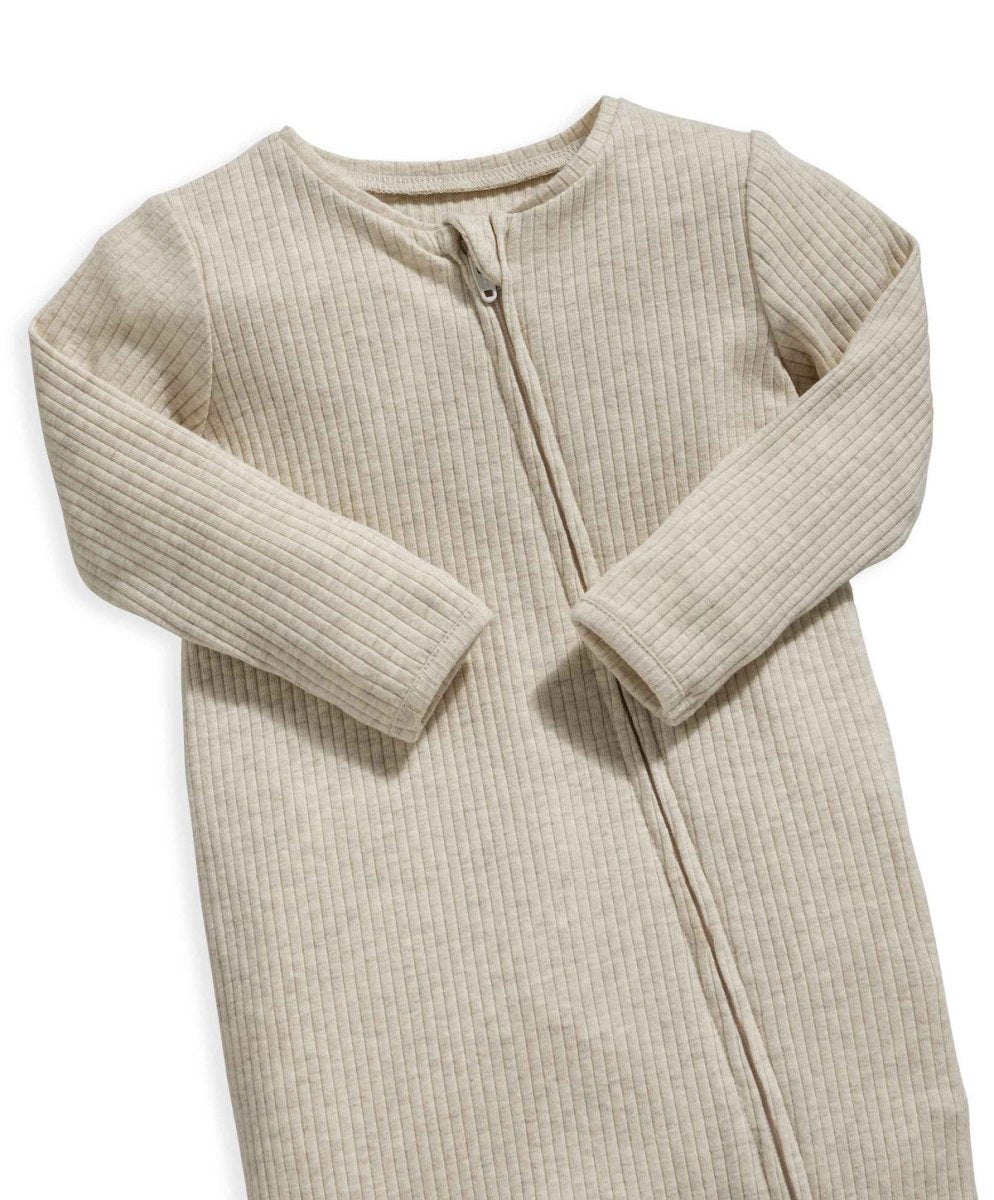 Organic Cotton Ribbed Sleepsuit - Oatmeal | Bodysuit | Mamas & Papas for Mamas & Papas LB - 6hr
