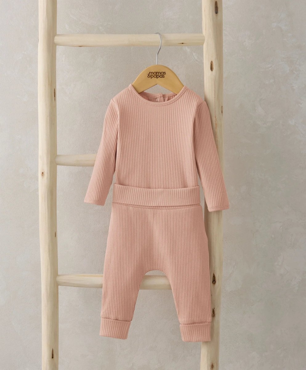 Organic Ribbed Bodysuit & Bottoms - Pink | Set | Mamas & Papas for Mamas & Papas LB - 6hr