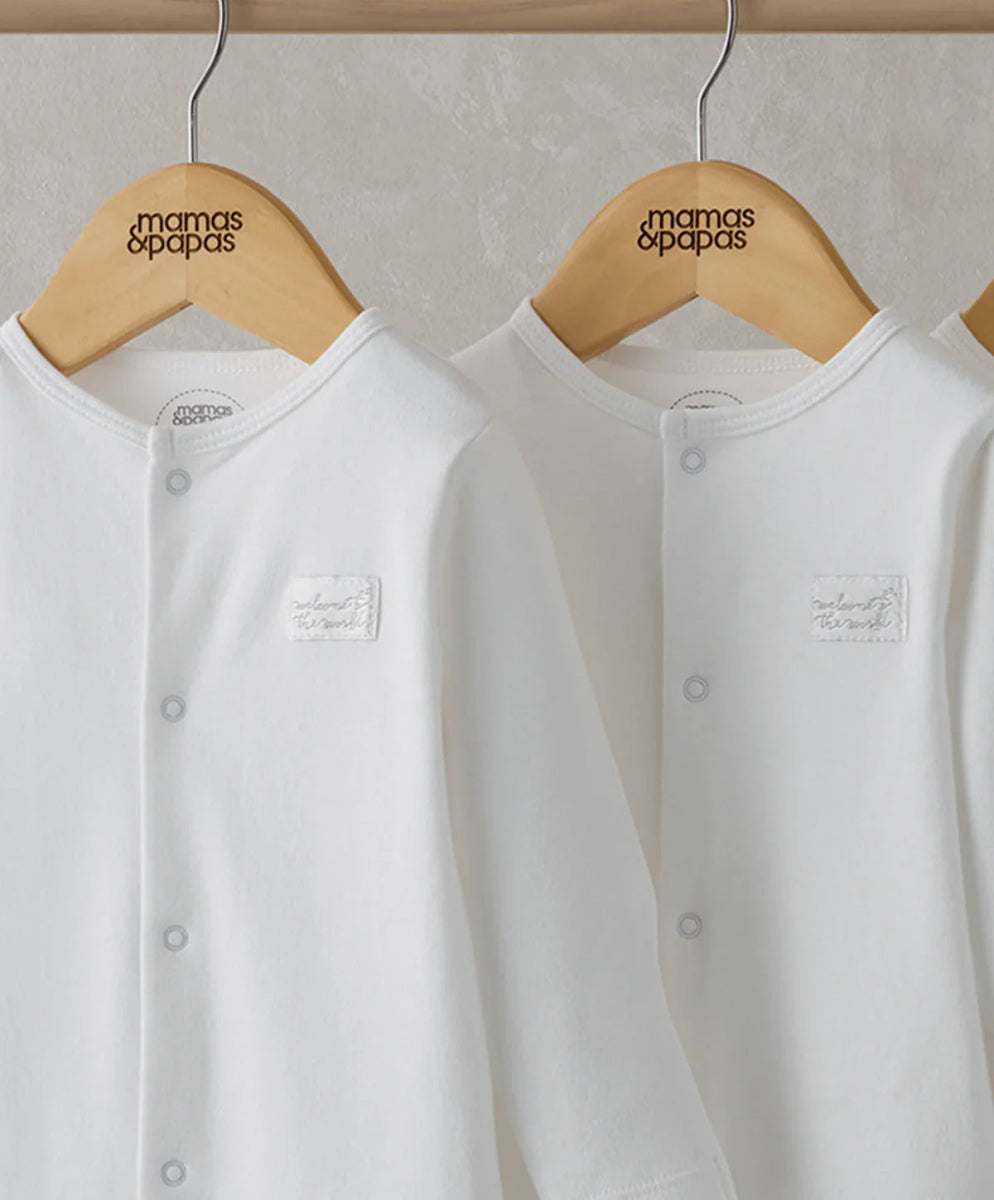 Organic Sleepsuits (3 Pack) - White | Sleepsuit | Mamas & Papas for Mamas & Papas LB - 6hr