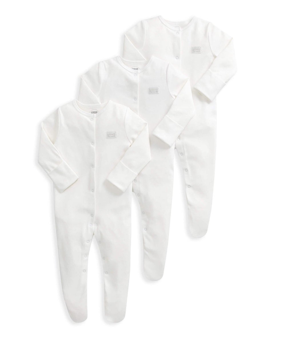 Organic Sleepsuits (3 Pack) - White | Sleepsuit | Mamas & Papas for Mamas & Papas LB - 6hr
