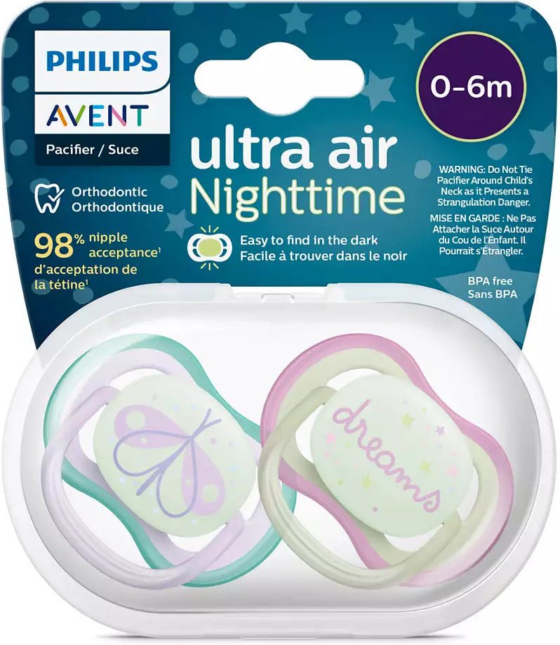 Philips Pacifier Ultra Air Night 0 - 6 Months | Soother | Avent for Mamas & Papas LB - 6hr