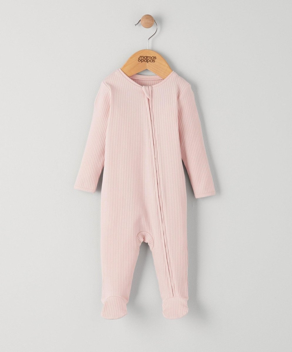 Pink Ribbed Zip Sleepsuit | Sleepsuit | Mamas & Papas for Mamas & Papas LB - 6hr