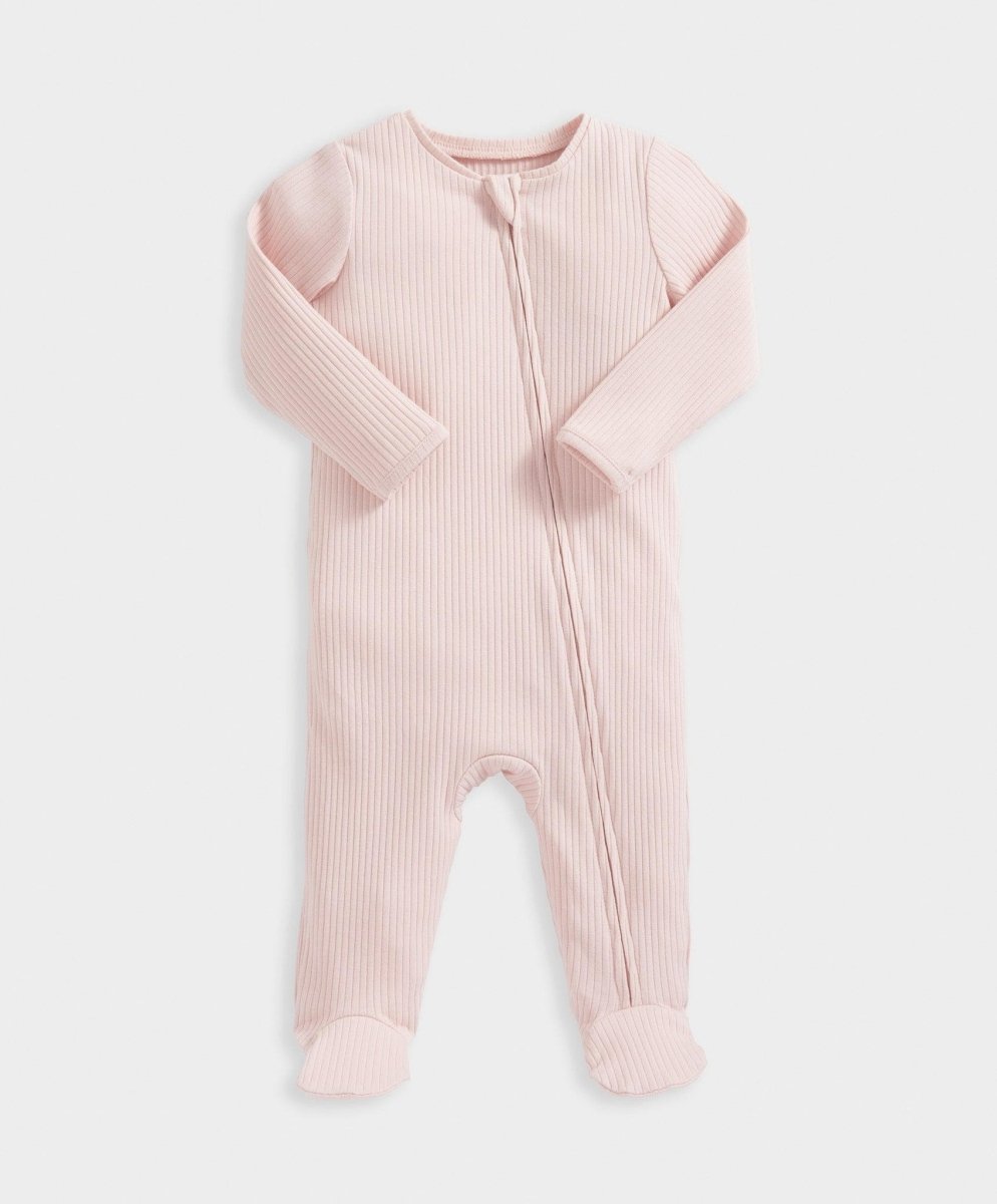 Pink Ribbed Zip Sleepsuit | Sleepsuit | Mamas & Papas for Mamas & Papas LB - 6hr