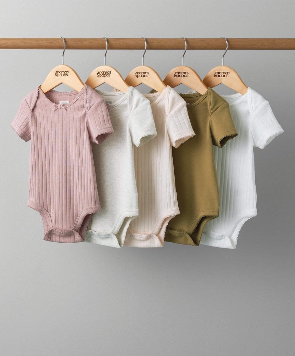 Pointelle Short Sleeve Bodysuit (5 Pack) | Bodysuit | Mamas & Papas for Mamas & Papas LB - 6hr