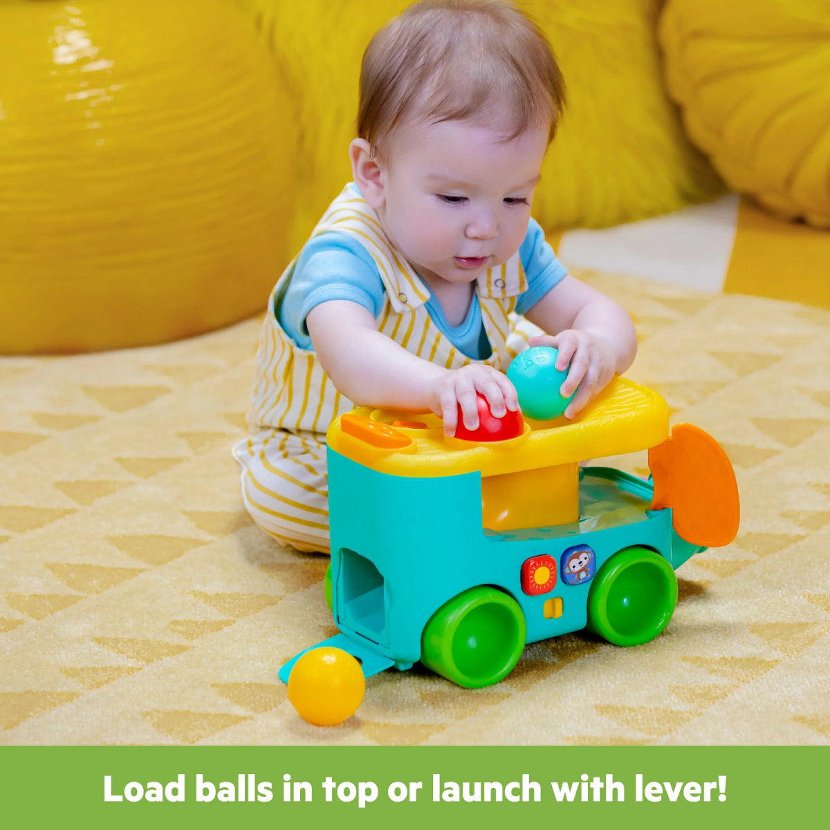 Pop & Roll Safari Bus Ball Play Toy | Activity Toy | Bright Starts for Mamas & Papas LB - 6hr