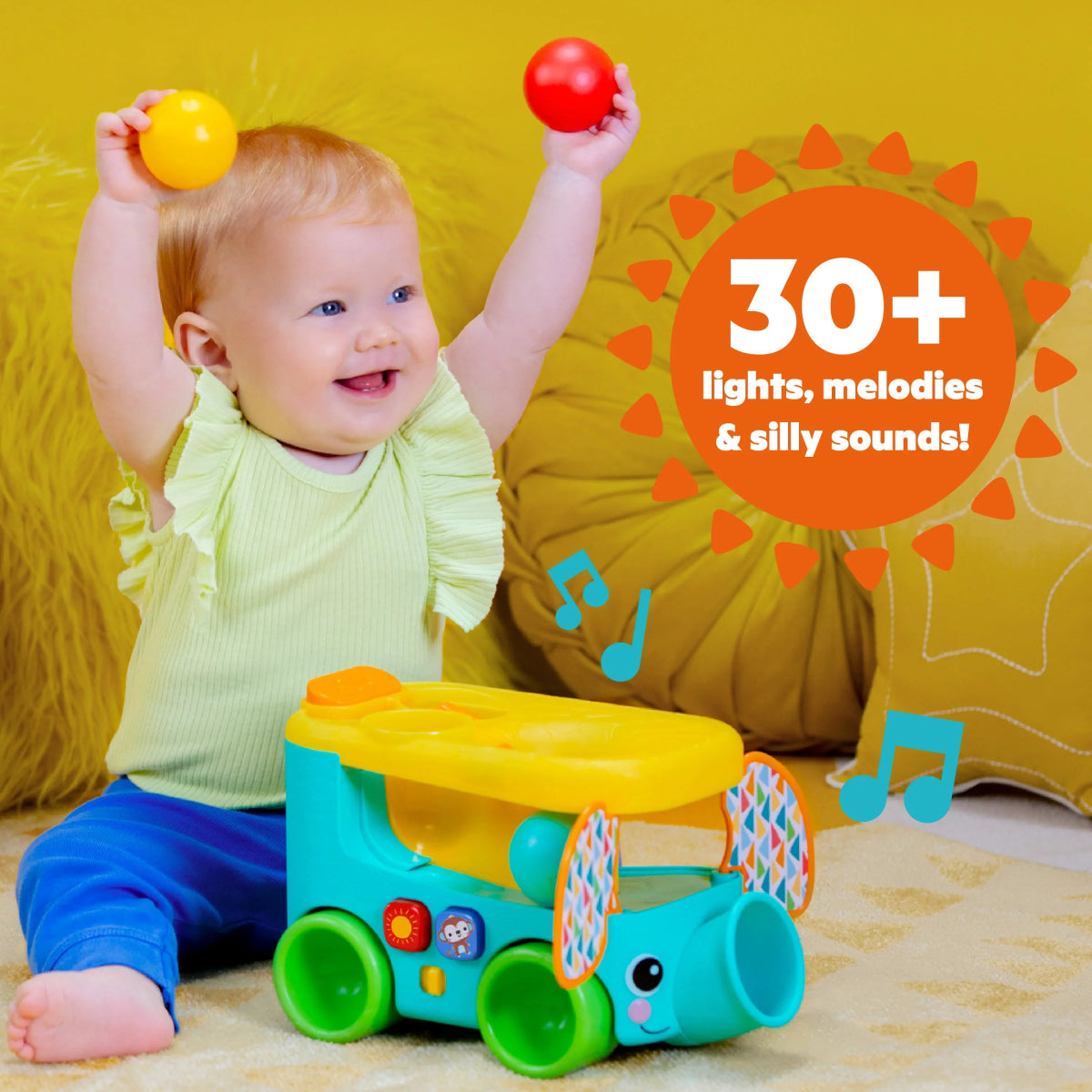 Pop & Roll Safari Bus Ball Play Toy | Activity Toy | Bright Starts for Mamas & Papas LB - 6hr